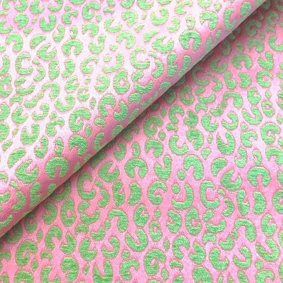 Tanzania Watermelon Woven Pink and Green Cheetah Fabric - Picture 1 of 3